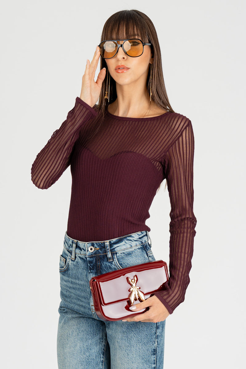 Maglia con Trasparenza Purple Red