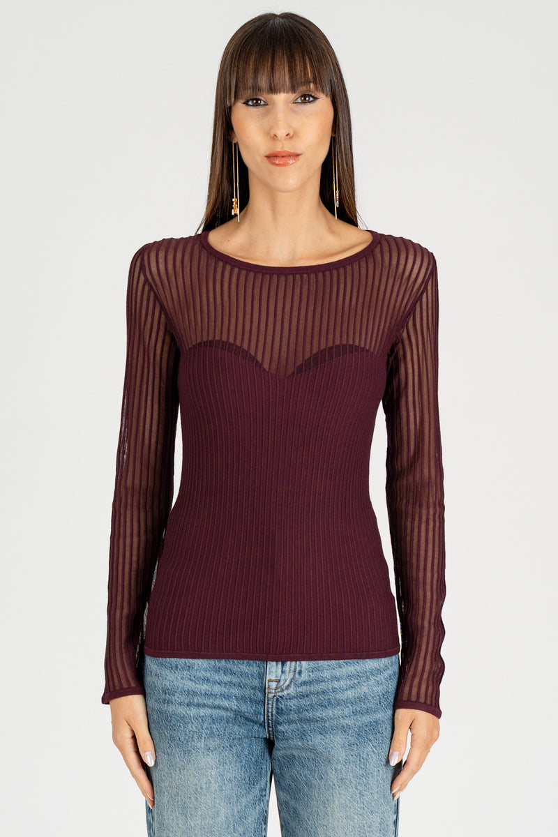 Maglia con Trasparenza Purple Red