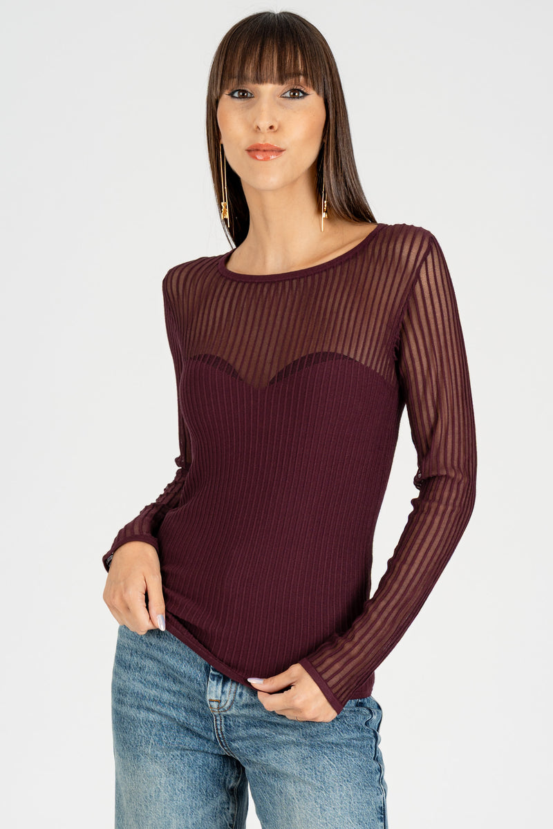 Maglia con Trasparenza Purple Red
