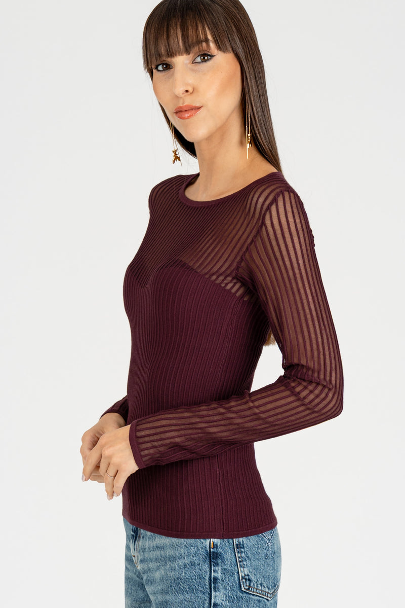 Maglia con Trasparenza Purple Red