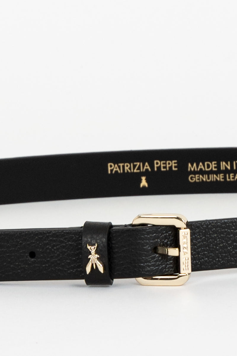 Cintura Pelle Martellata Black Light Gold