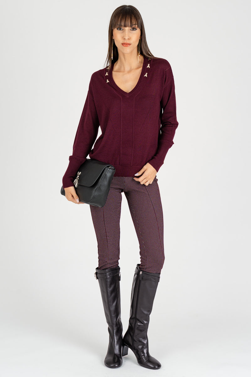 Maglia Scollo a V "FLY" Purple Red