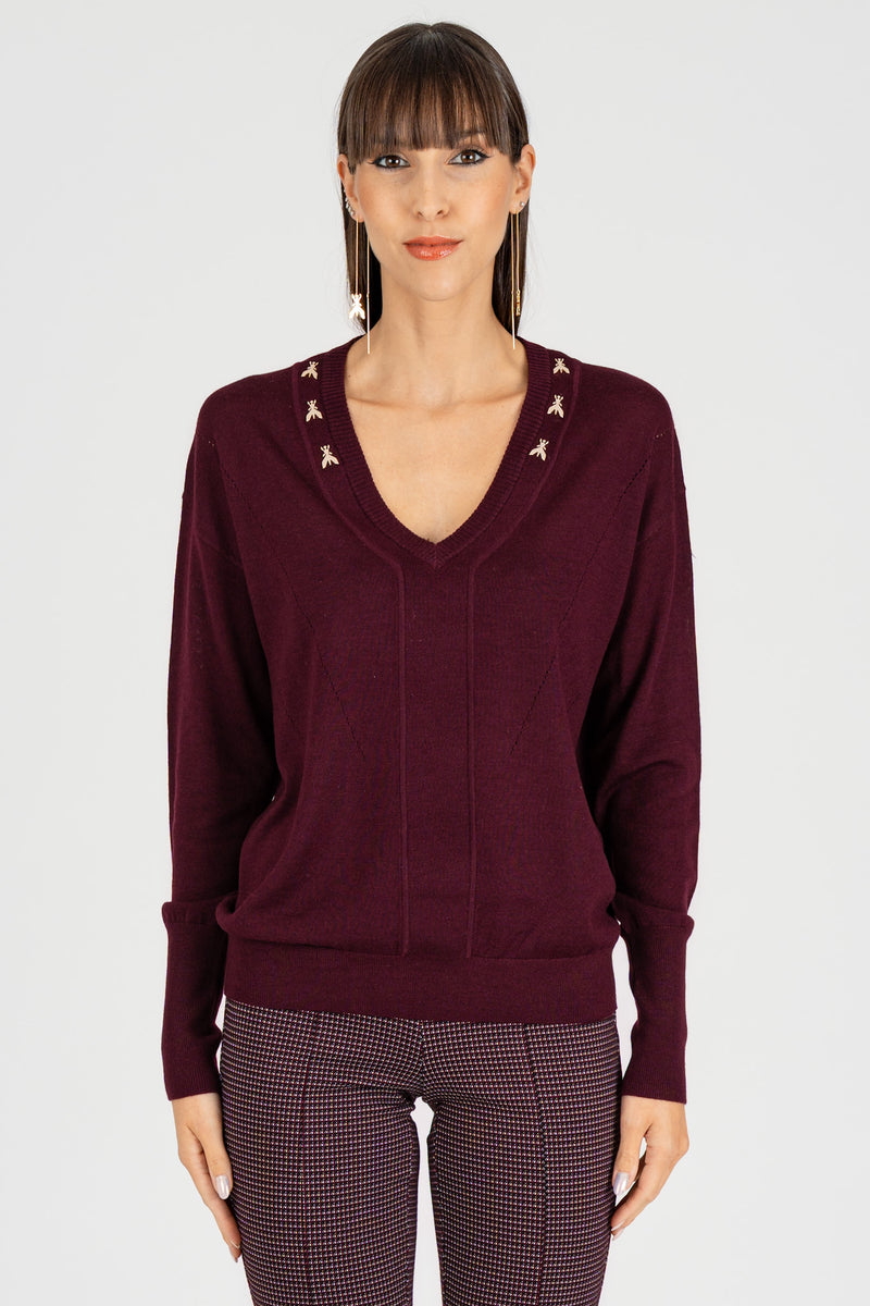 Maglia Scollo a V "FLY" Purple Red