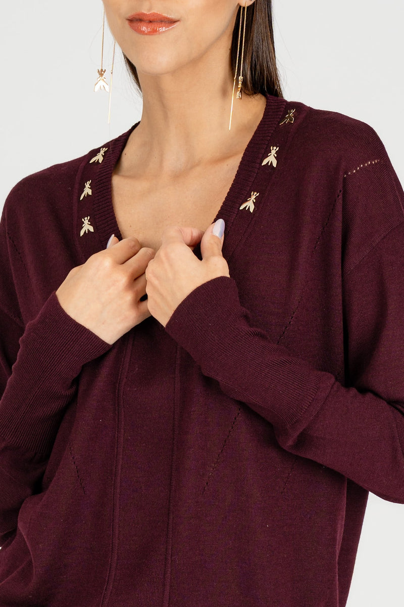Maglia Scollo a V "FLY" Purple Red
