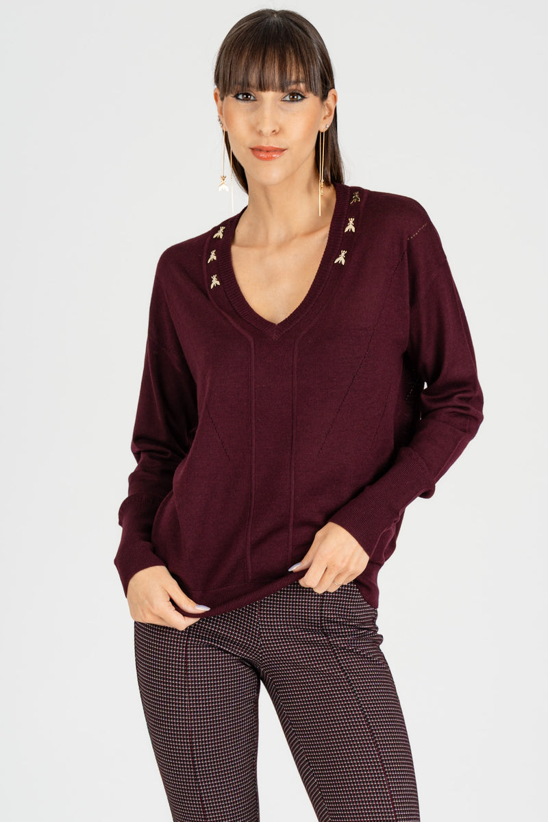 Maglia Scollo a V "FLY" Purple Red