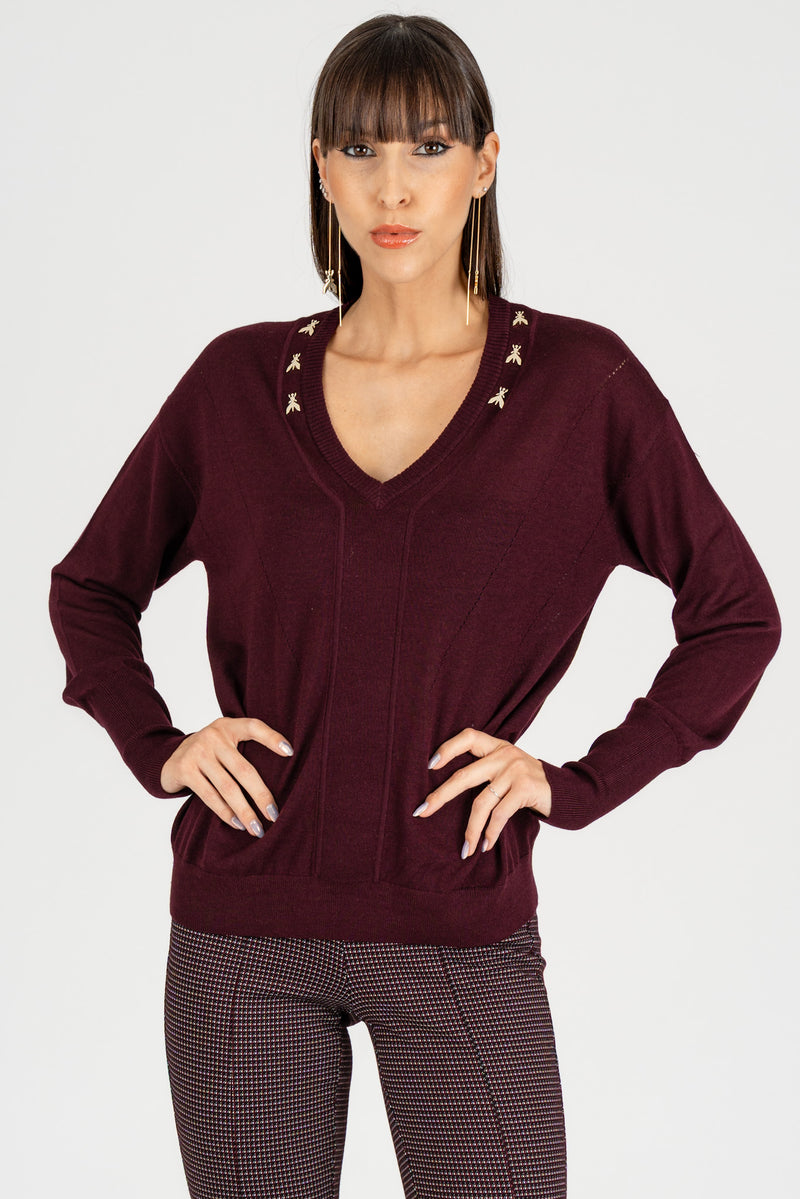 Maglia Scollo a V "FLY" Purple Red