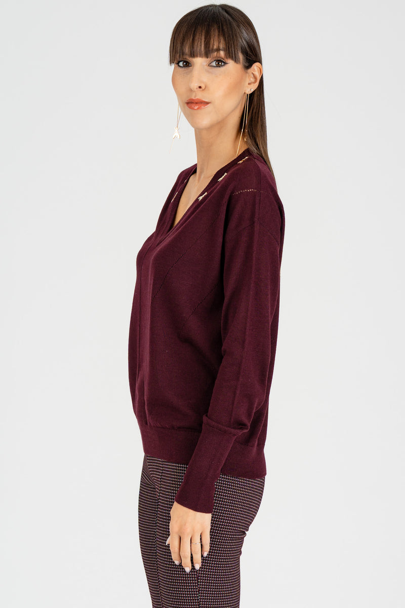 Maglia Scollo a V "FLY" Purple Red