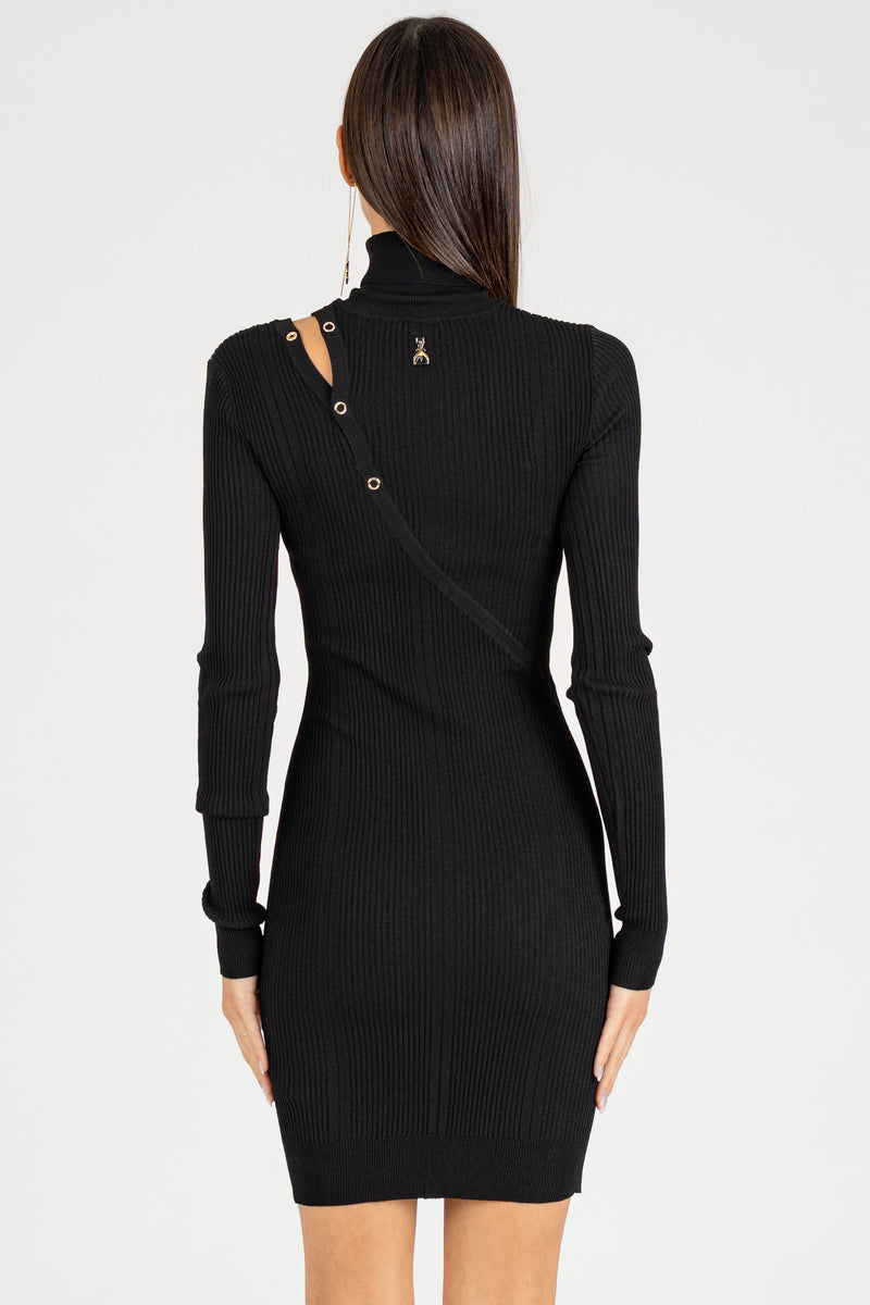 Abito in Maglia Slash Botton Nero