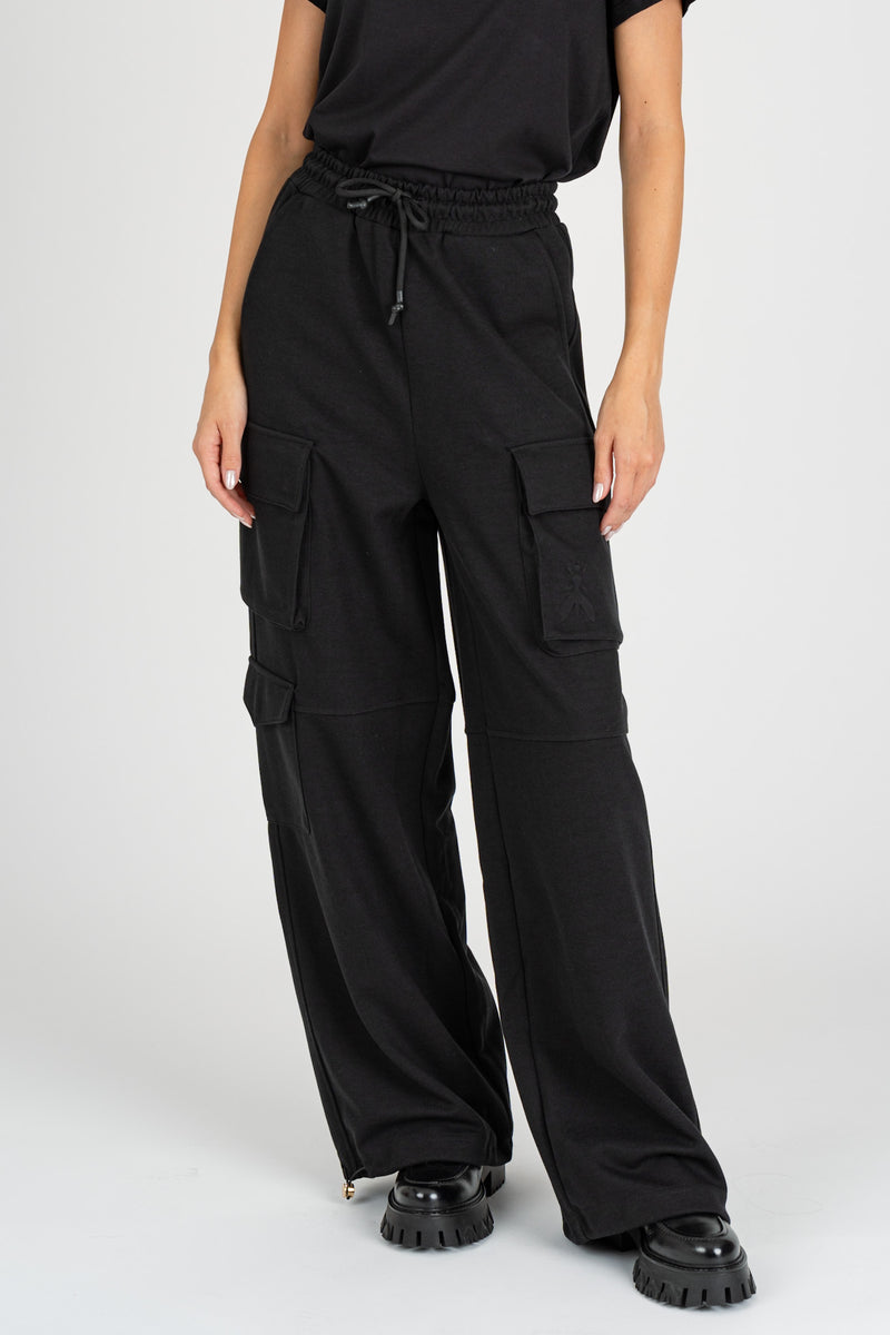 Pantalone Cargo in Felpa nero