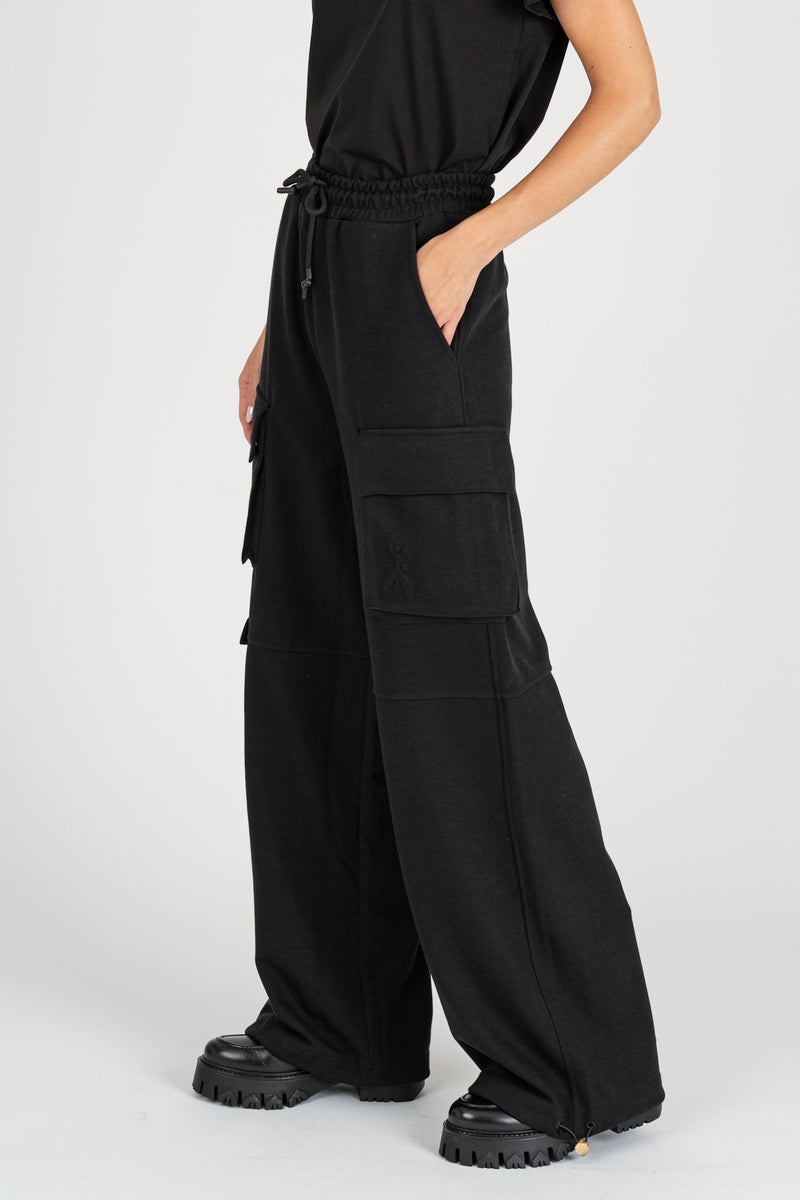 Pantalone Cargo in Felpa nero