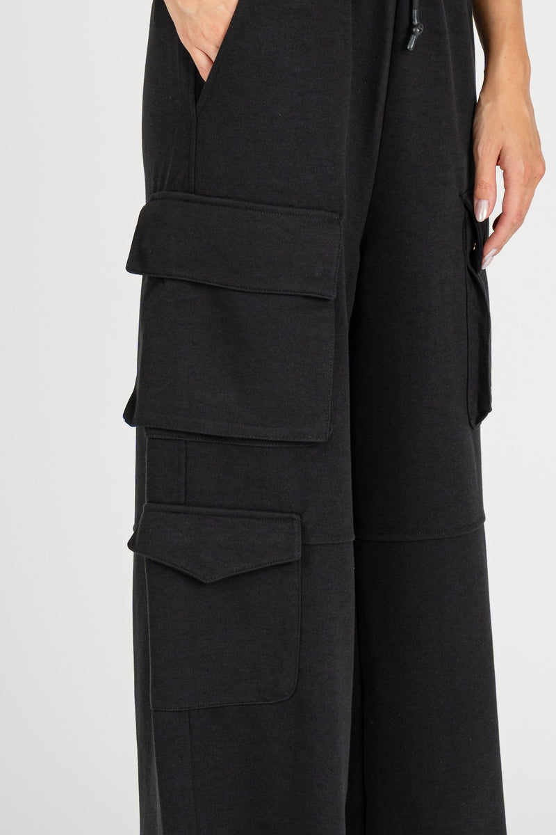 Pantalone Cargo in Felpa nero