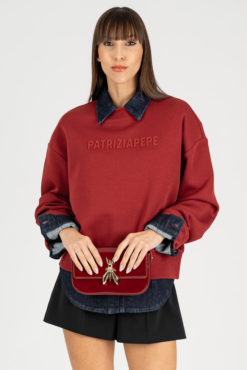 Felpa con Logo PP Velvet Red