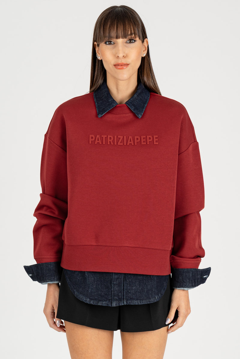Felpa con Logo PP Velvet Red