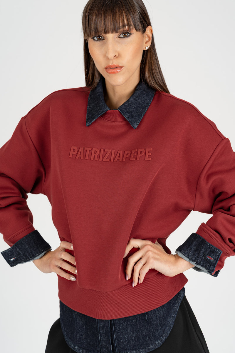 Felpa con Logo PP Velvet Red