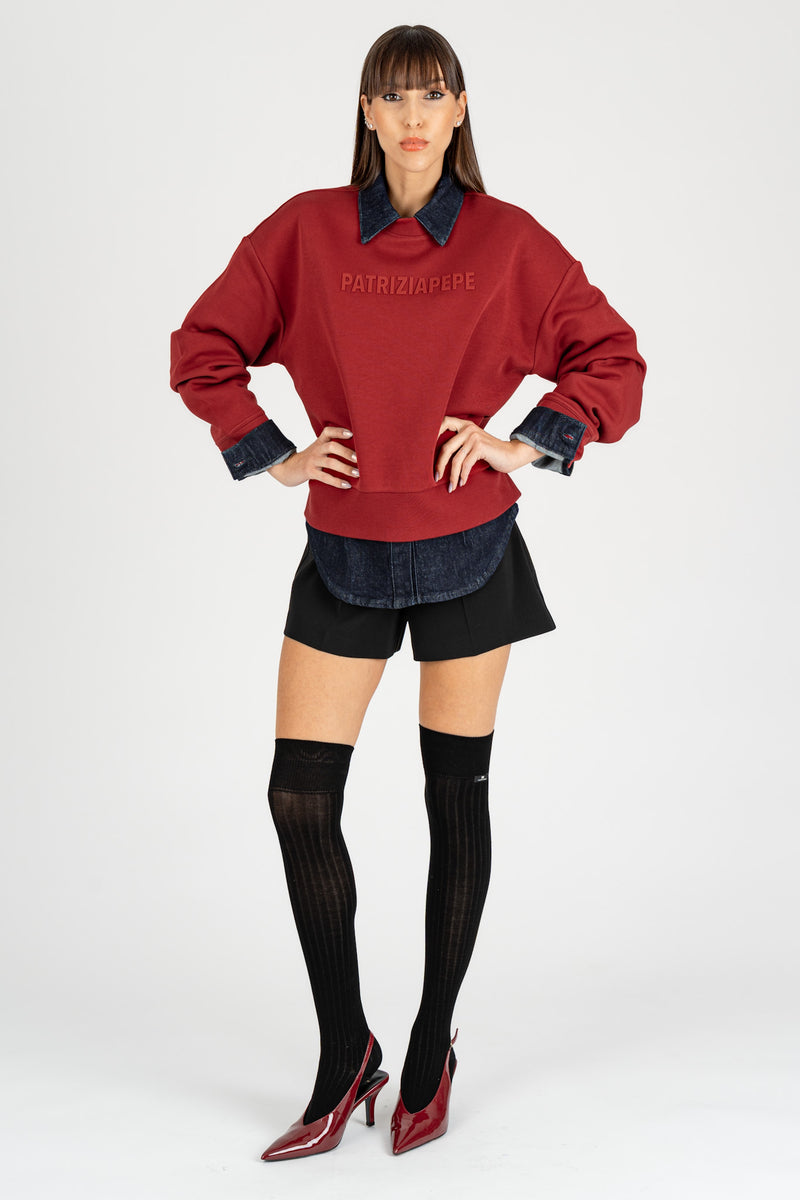 Felpa con Logo PP Velvet Red