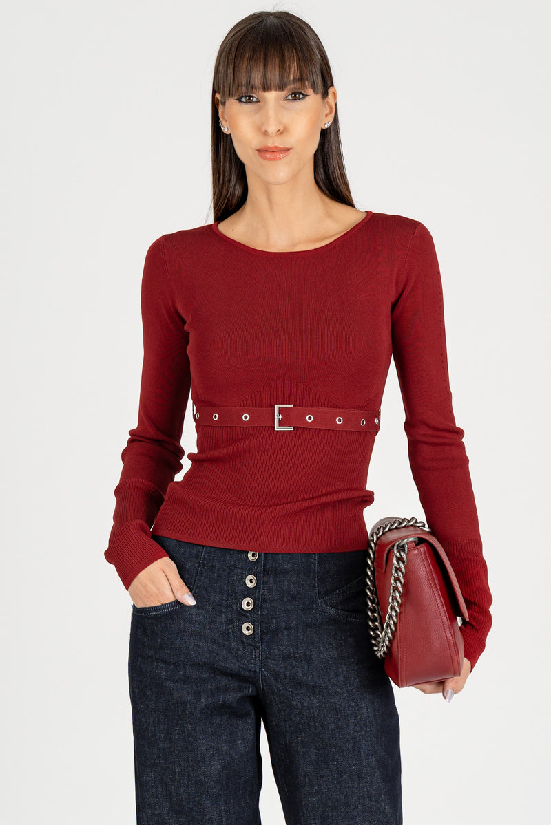 Maglia con Cintura Fibbia Velvet Red