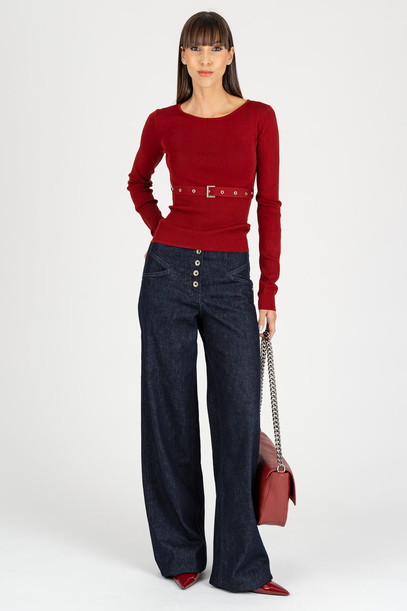 Maglia con Cintura Fibbia Velvet Red