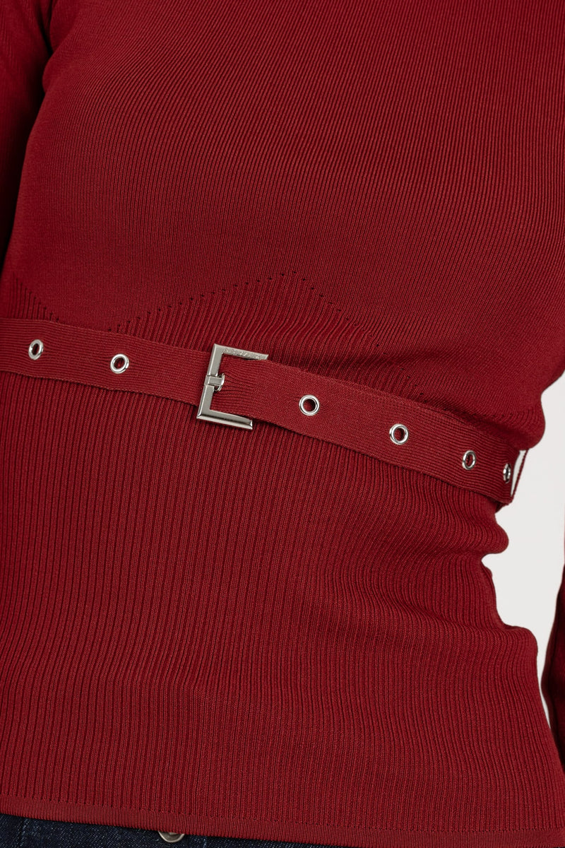 Maglia con Cintura Fibbia Velvet Red