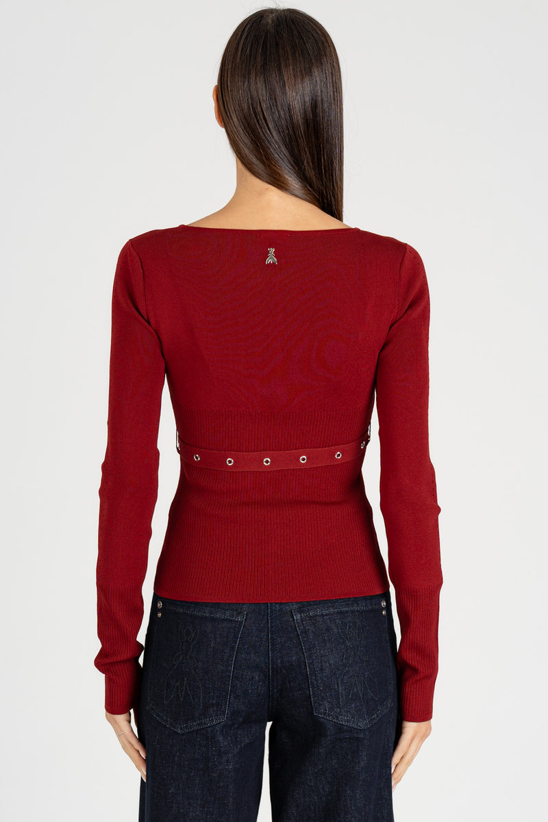 Maglia con Cintura Fibbia Velvet Red