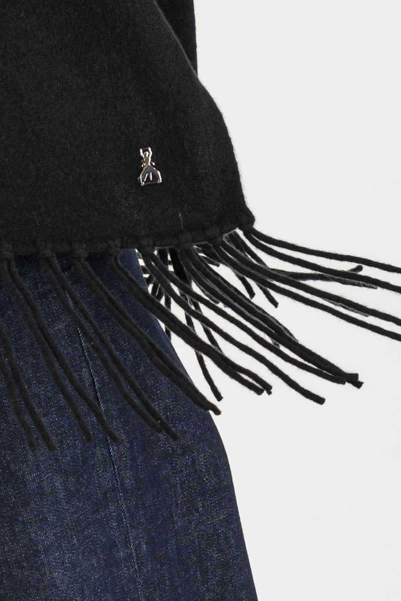 Poncho con Frange Nero Cashmere