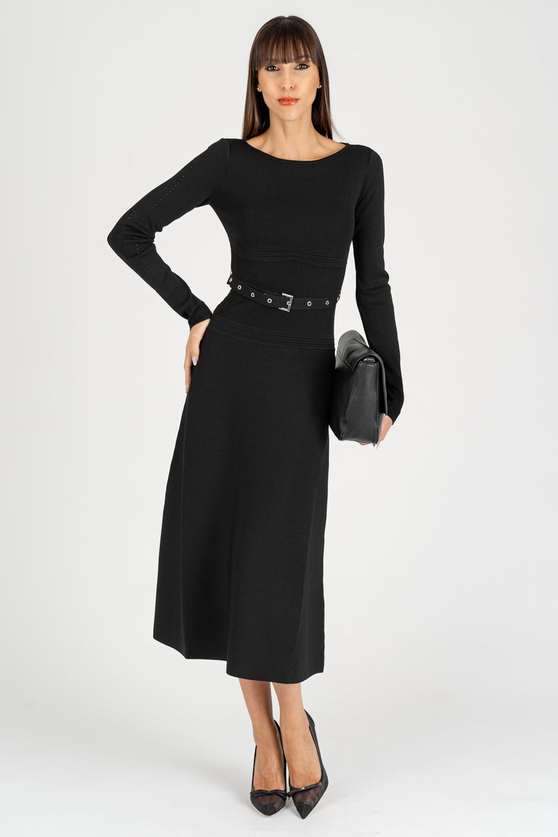 Abito Midi in Maglia Nero