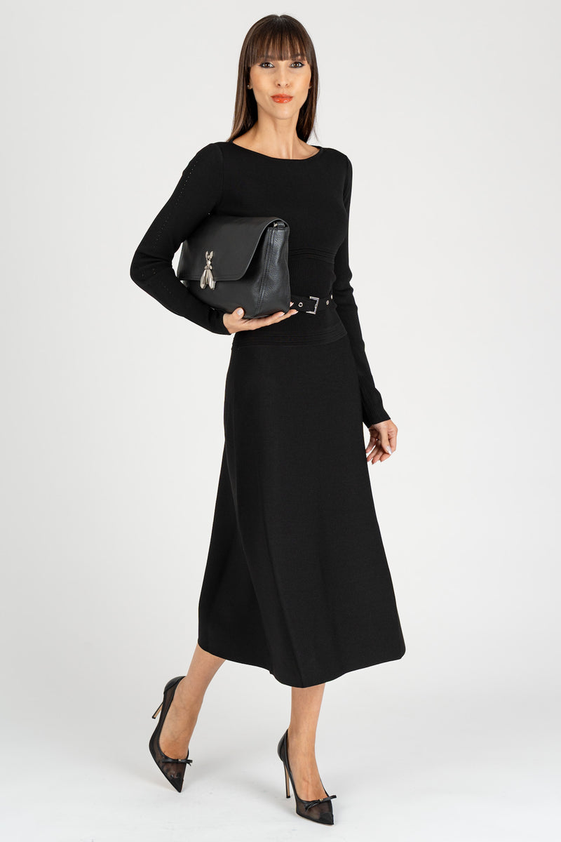 Abito Midi in Maglia Nero