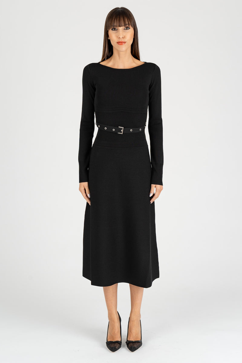 Abito Midi in Maglia Nero