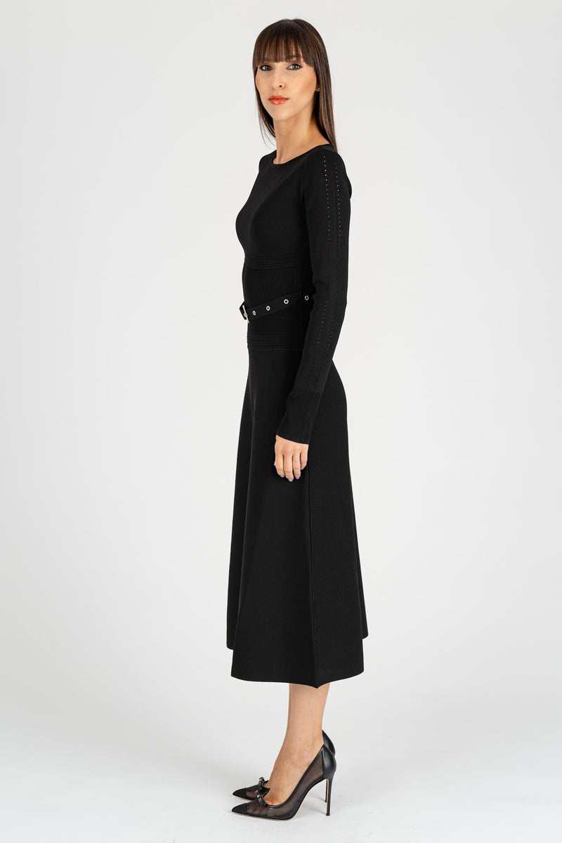 Abito Midi in Maglia Nero