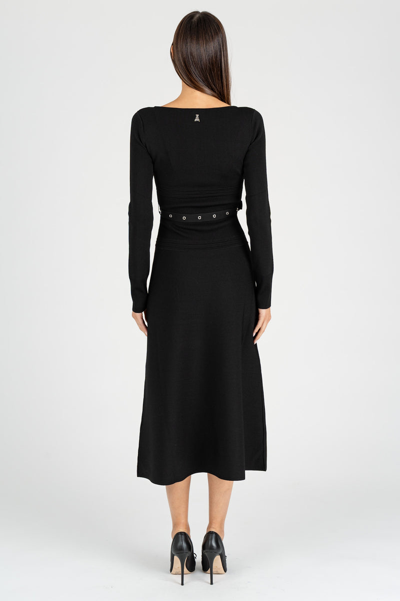 Abito Midi in Maglia Nero