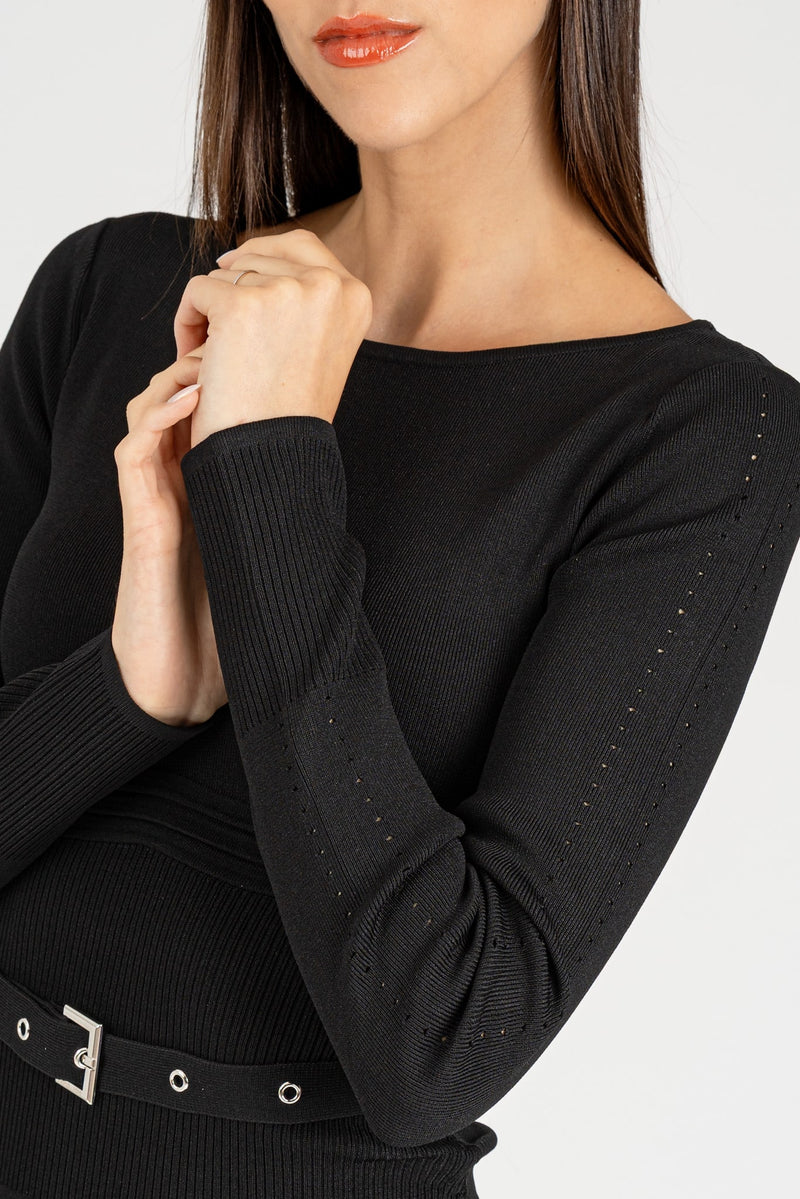 Abito Midi in Maglia Nero