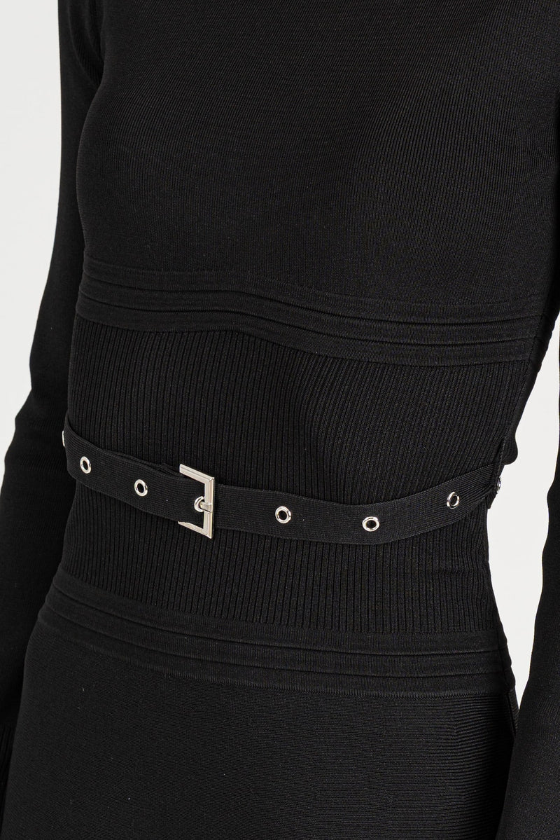Abito Midi in Maglia Nero