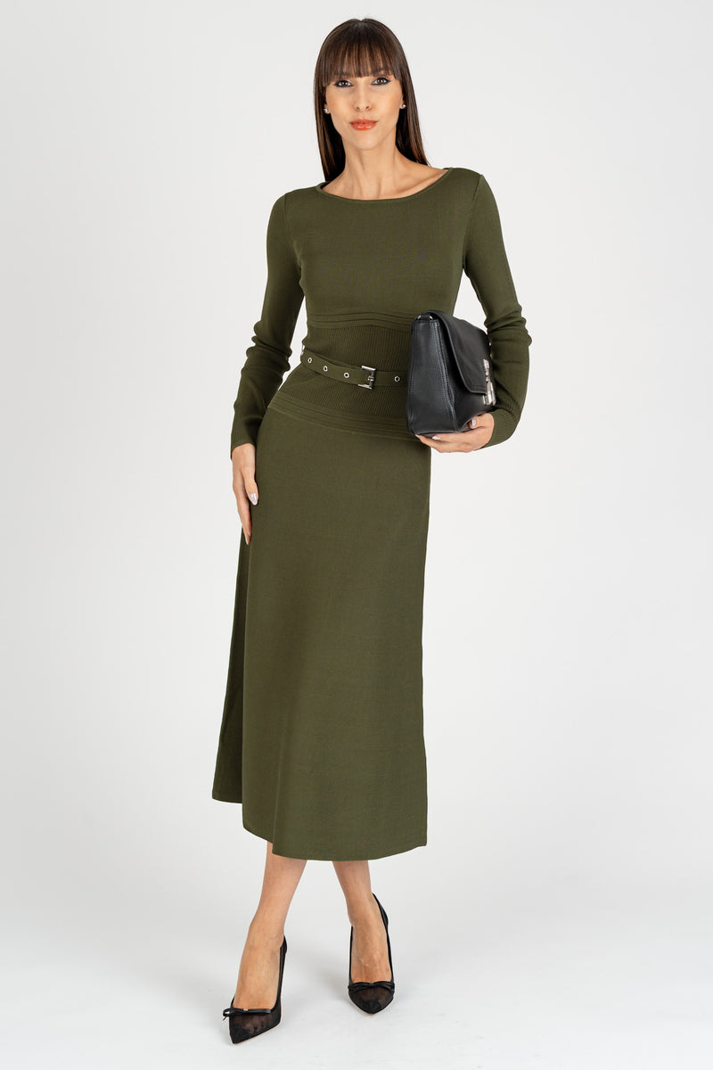 Abito Midi in Maglia Ivy Green