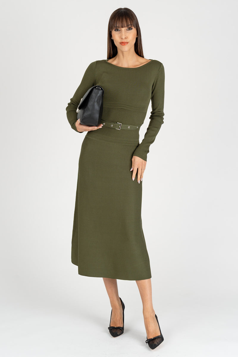 Abito Midi in Maglia Ivy Green