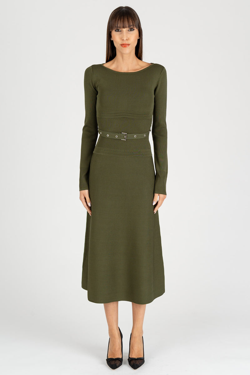 Abito Midi in Maglia Ivy Green