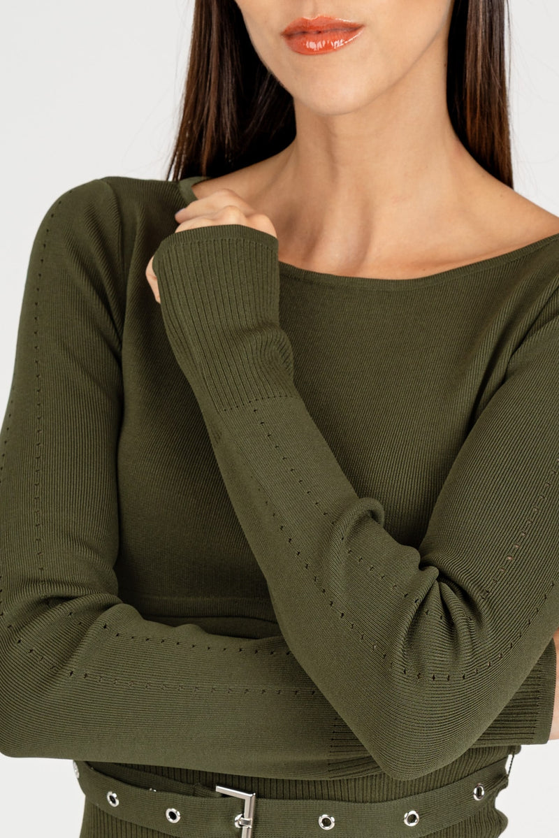 Abito Midi in Maglia Ivy Green