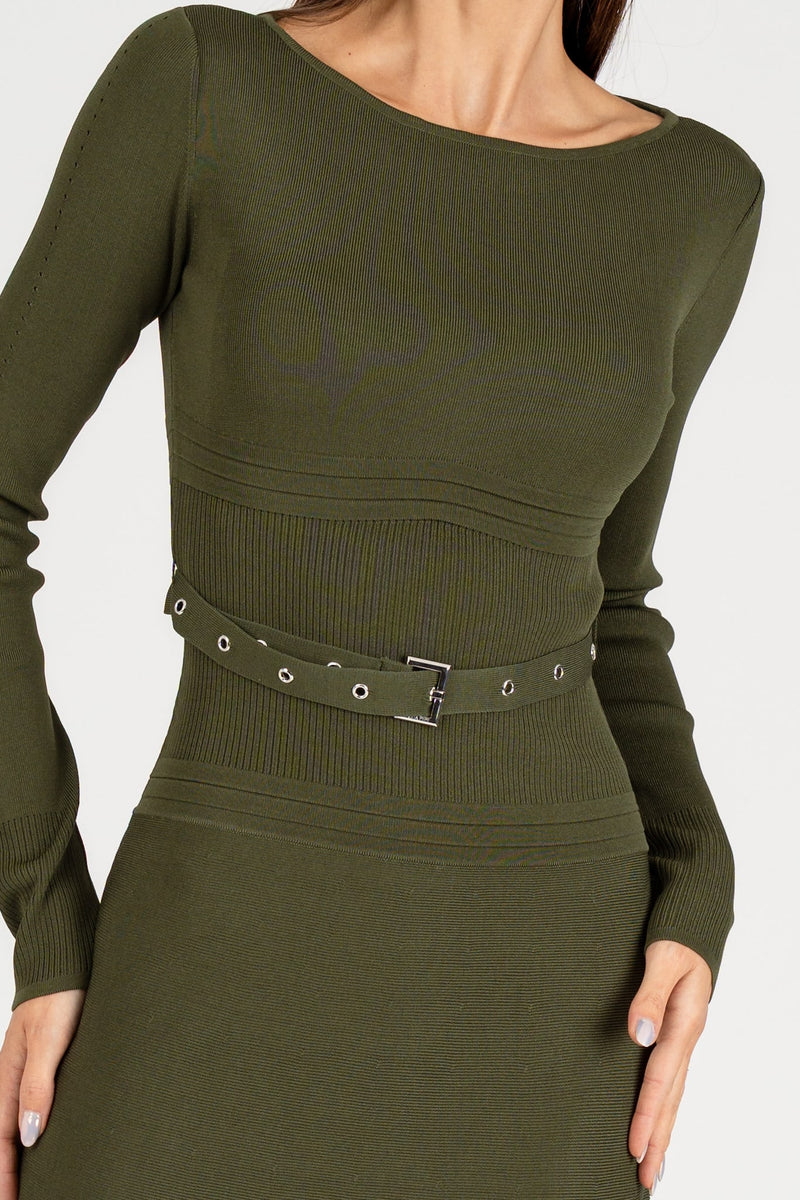 Abito Midi in Maglia Ivy Green