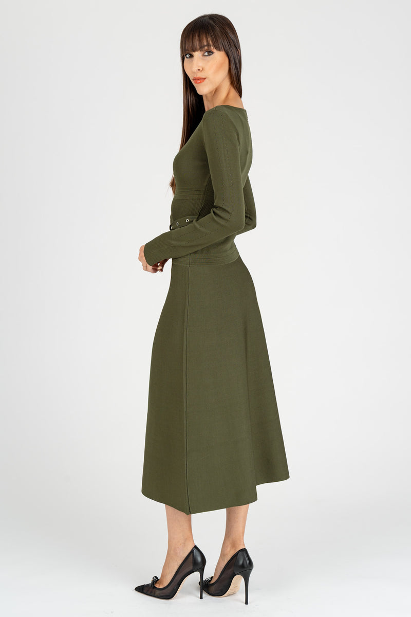Abito Midi in Maglia Ivy Green