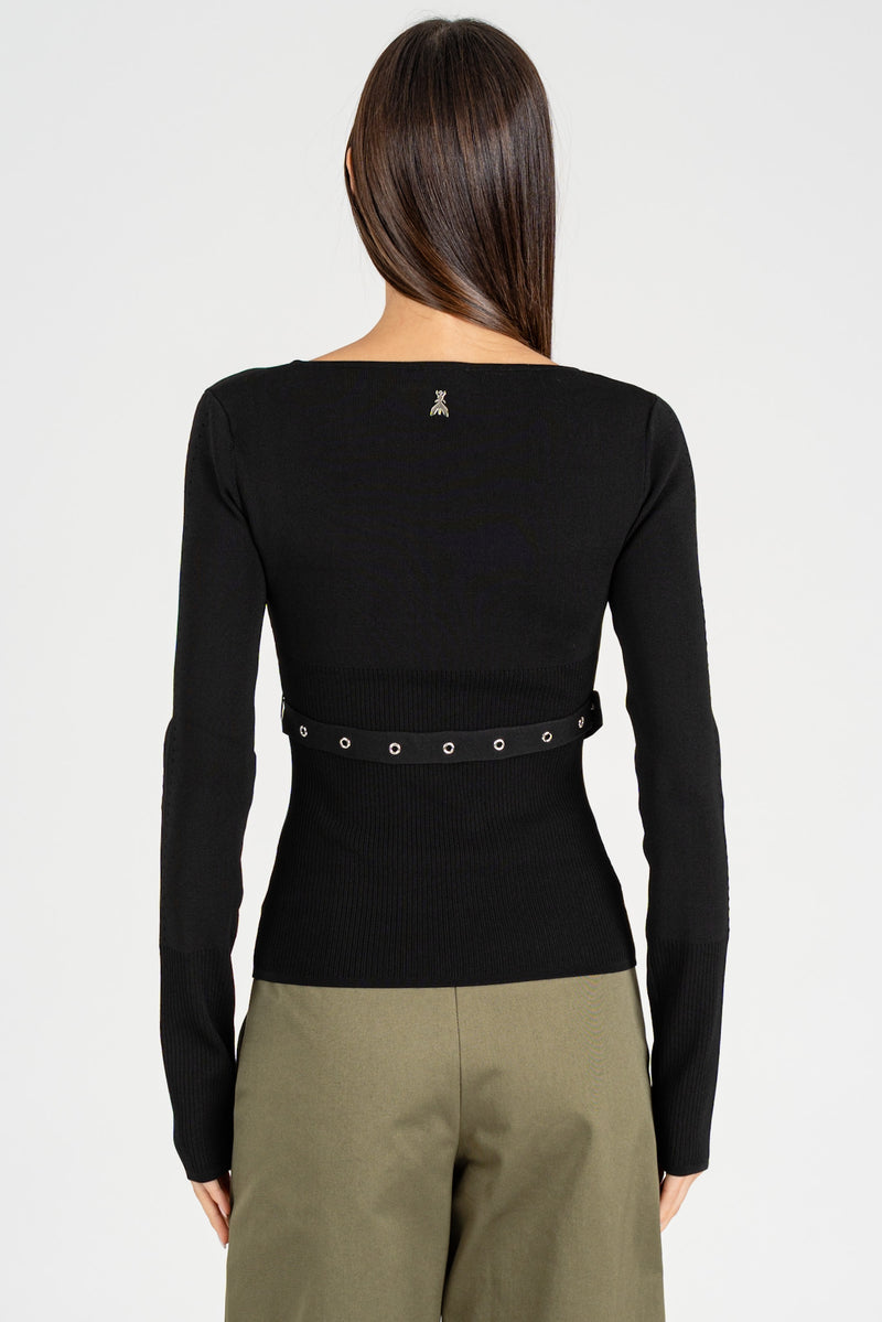 Maglia con Cintura Fibbia Nero