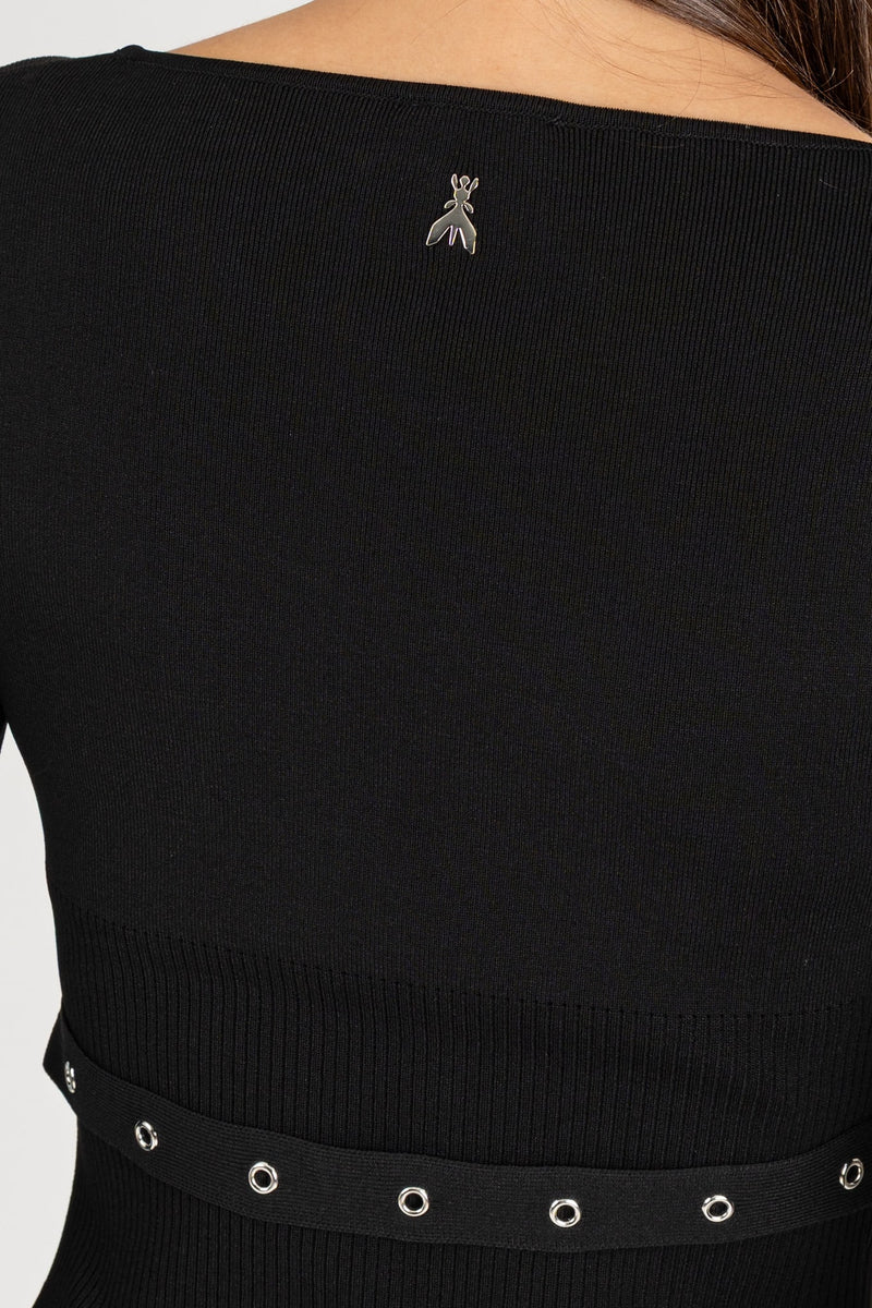 Maglia con Cintura Fibbia Nero