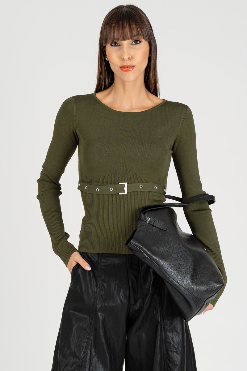 Maglia con Cintura Fibbia Ivy Green