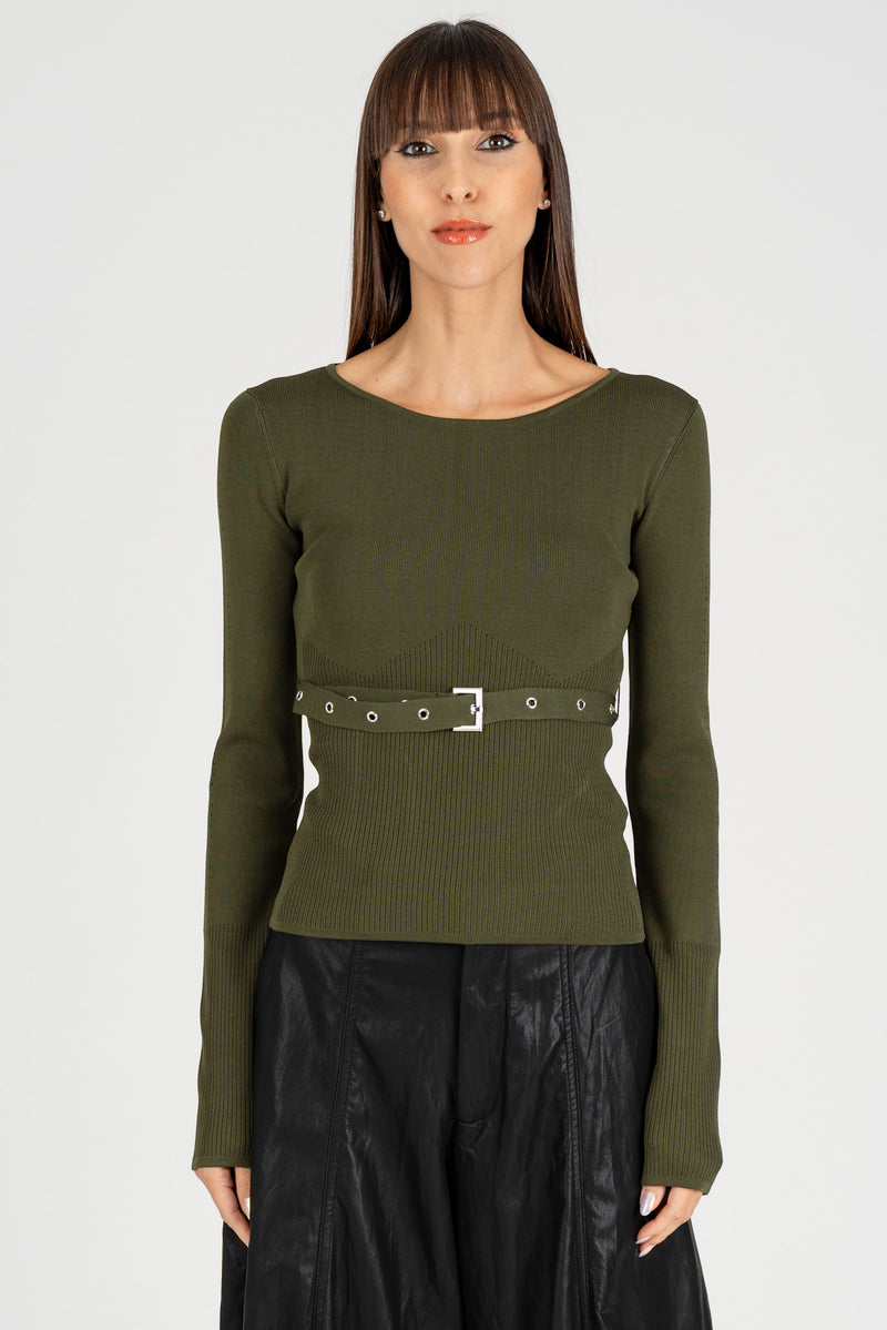 Maglia con Cintura Fibbia Ivy Green