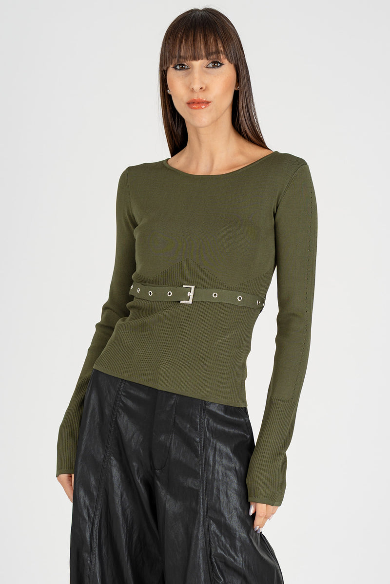 Maglia con Cintura Fibbia Ivy Green