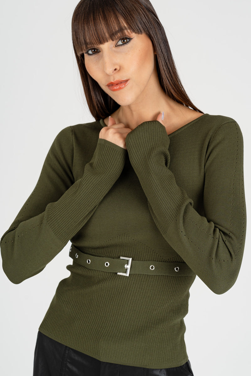 Maglia con Cintura Fibbia Ivy Green