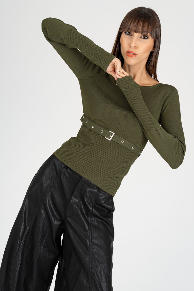 Maglia con Cintura Fibbia Ivy Green