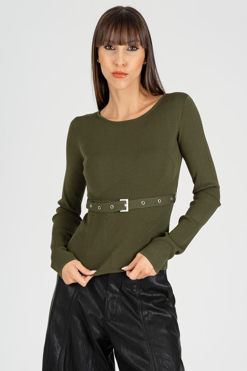 Maglia con Cintura Fibbia Ivy Green