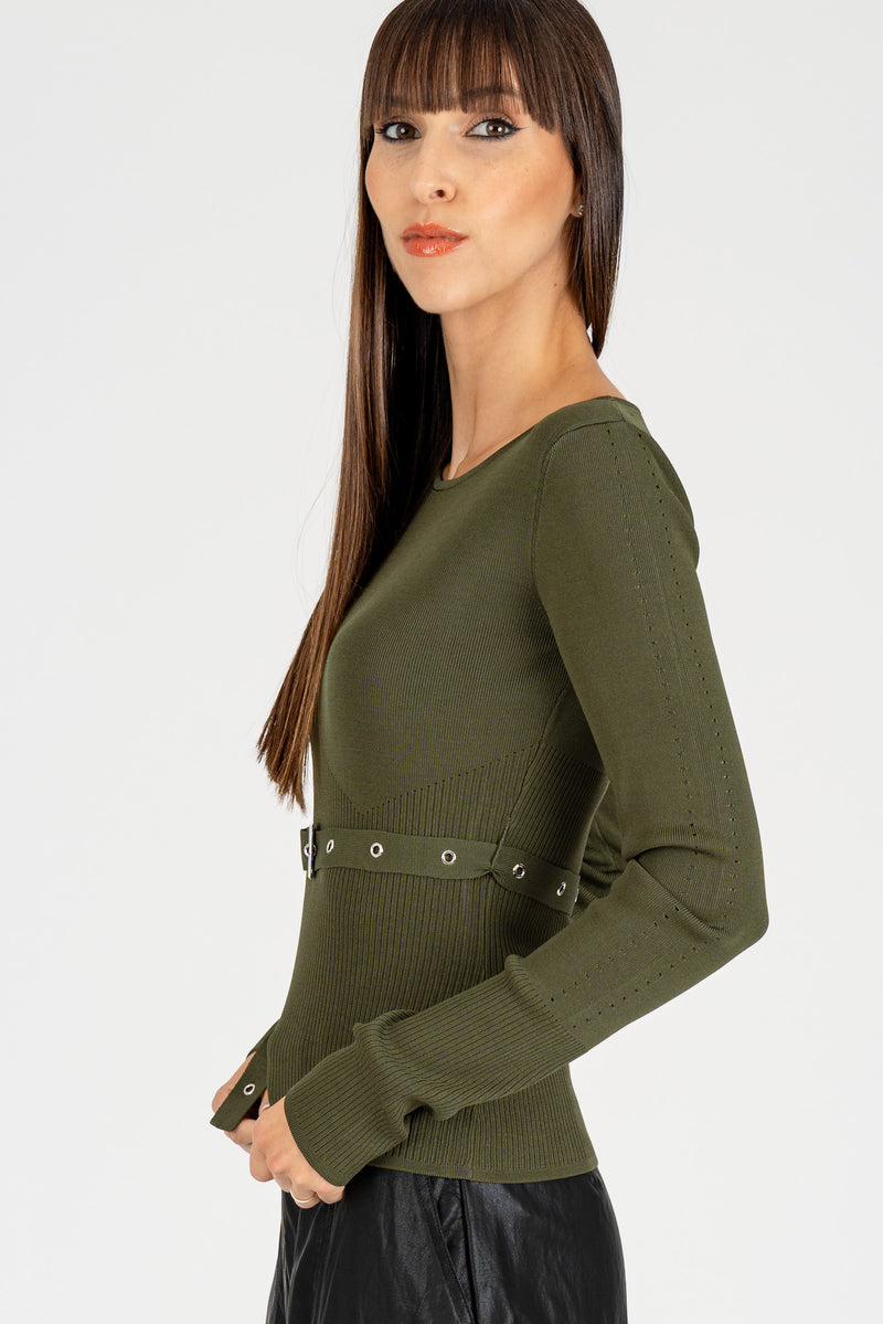 Maglia con Cintura Fibbia Ivy Green