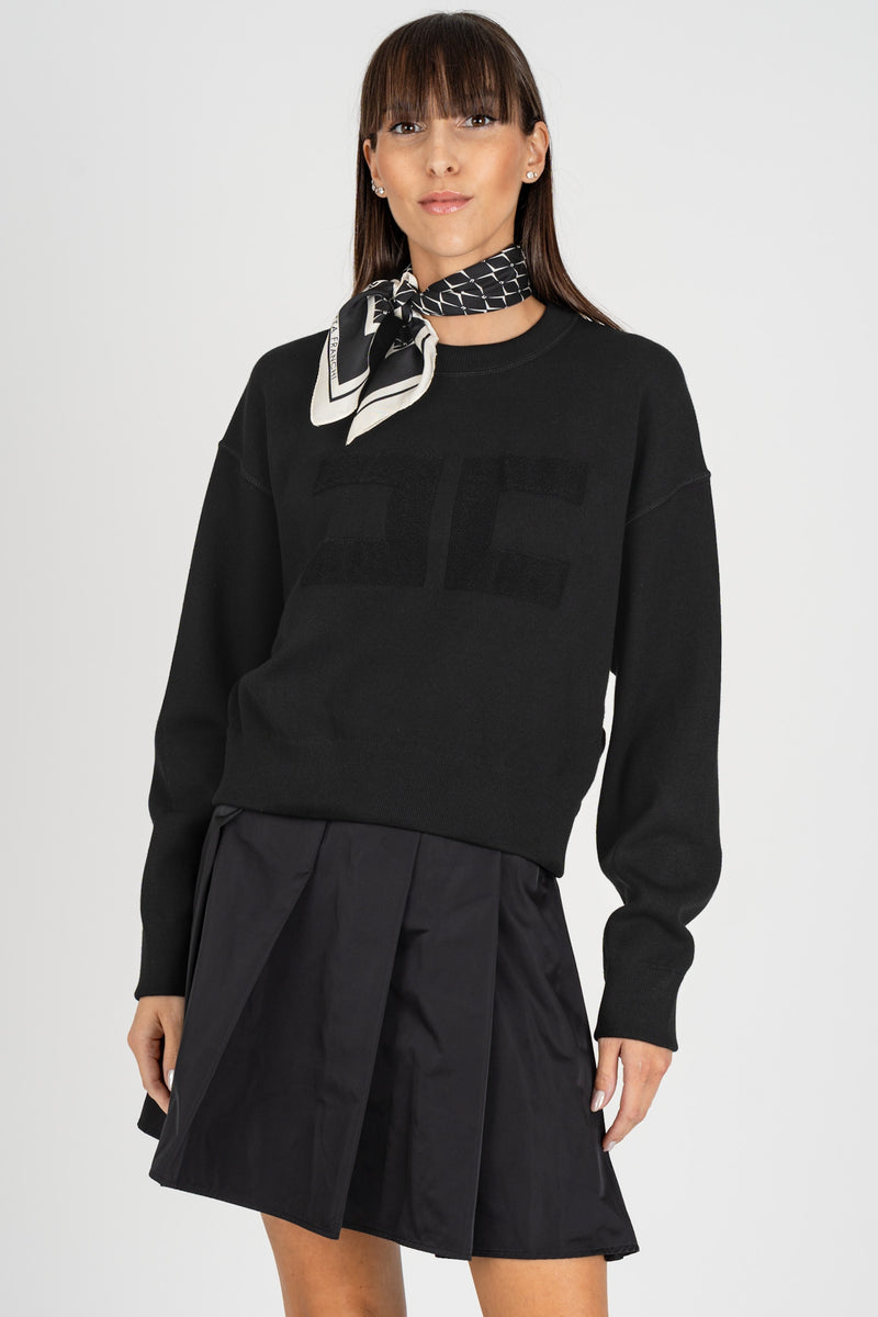 Felpa Cropped Logo Nero