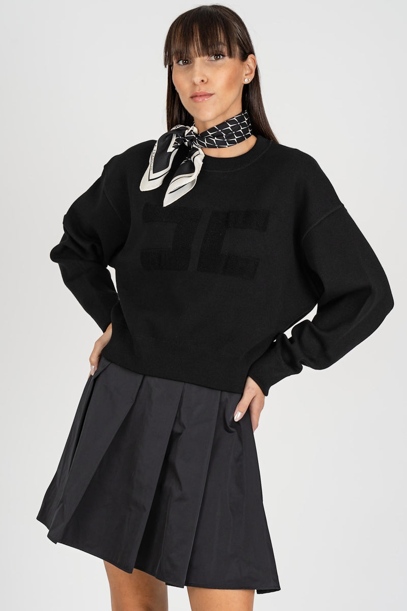 Felpa Cropped Logo Nero