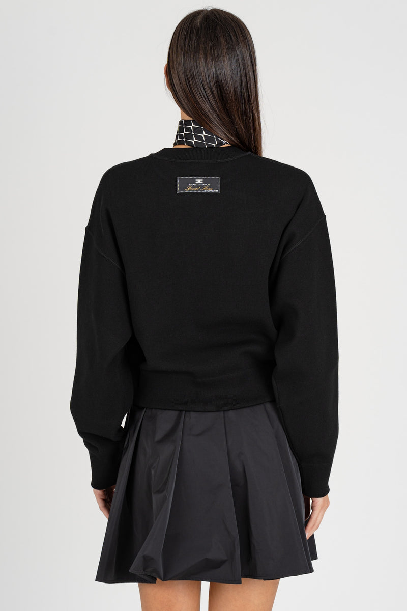 Felpa Cropped Logo Nero