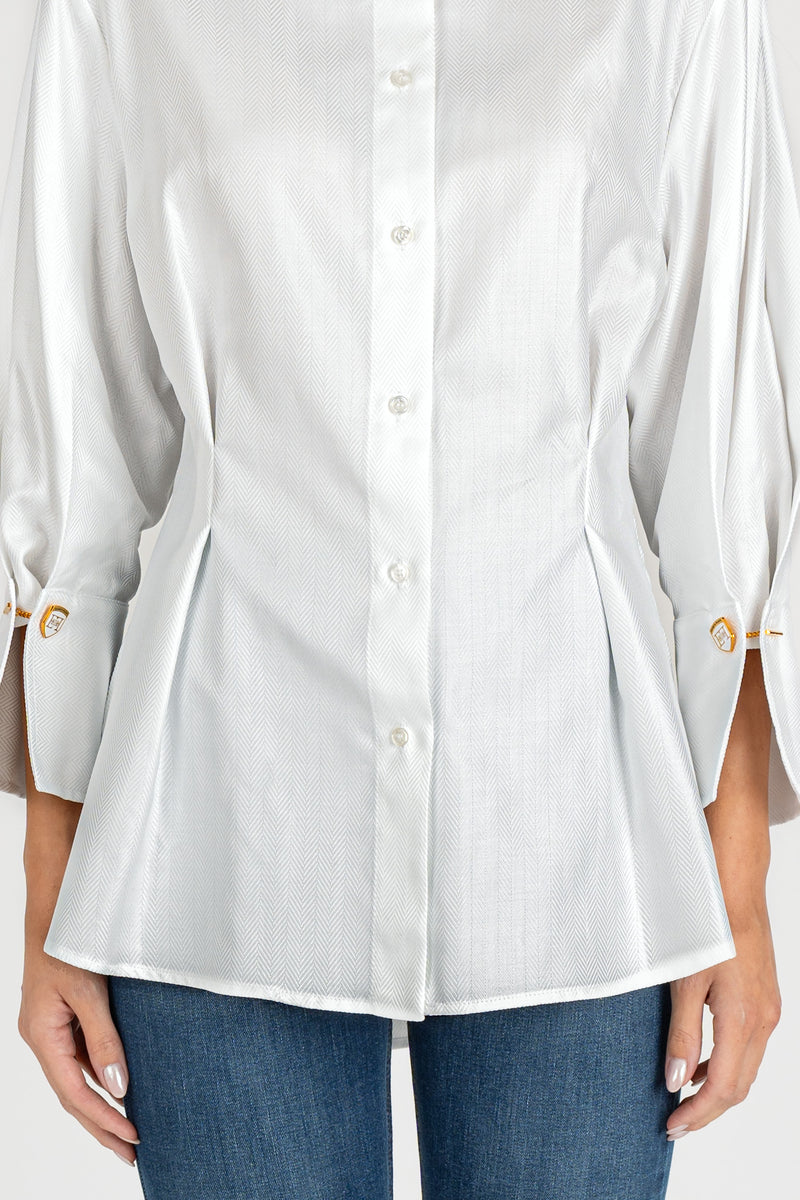 Camicia Popeline Chevron Bianco